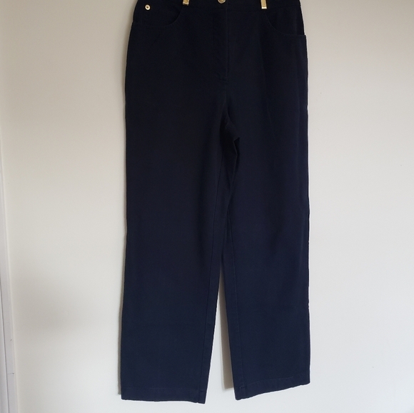 St. John Sport Navy Straight Leg Trousers Size 6 - Picture 9 of 13